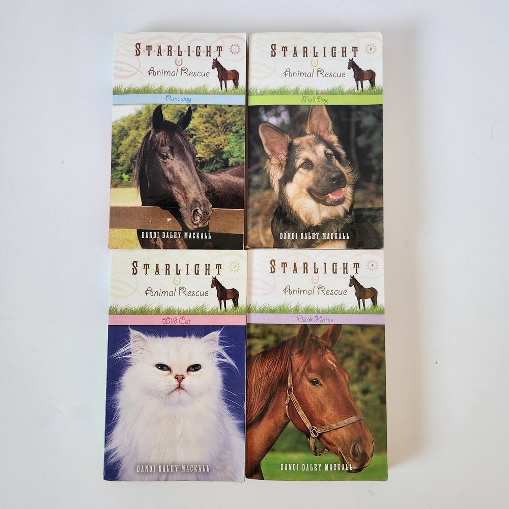 Starlight Animal Rescue Book Set 1-4 Dandi Daley Mackall Horse Cat Dog Runaway